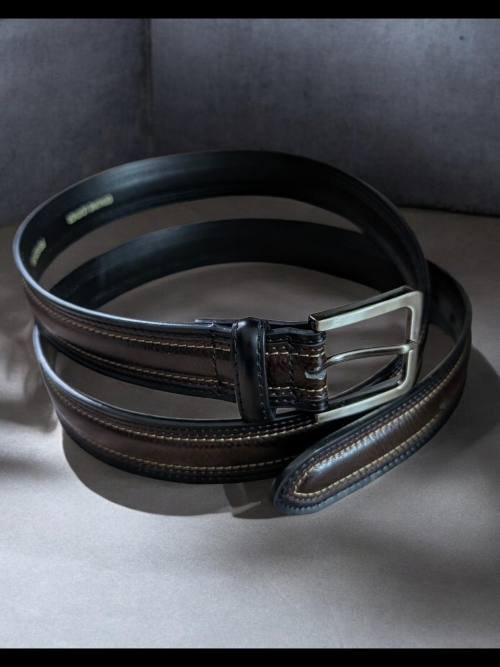 Classic Men's Brown Leather Belt with Silver Buckle
